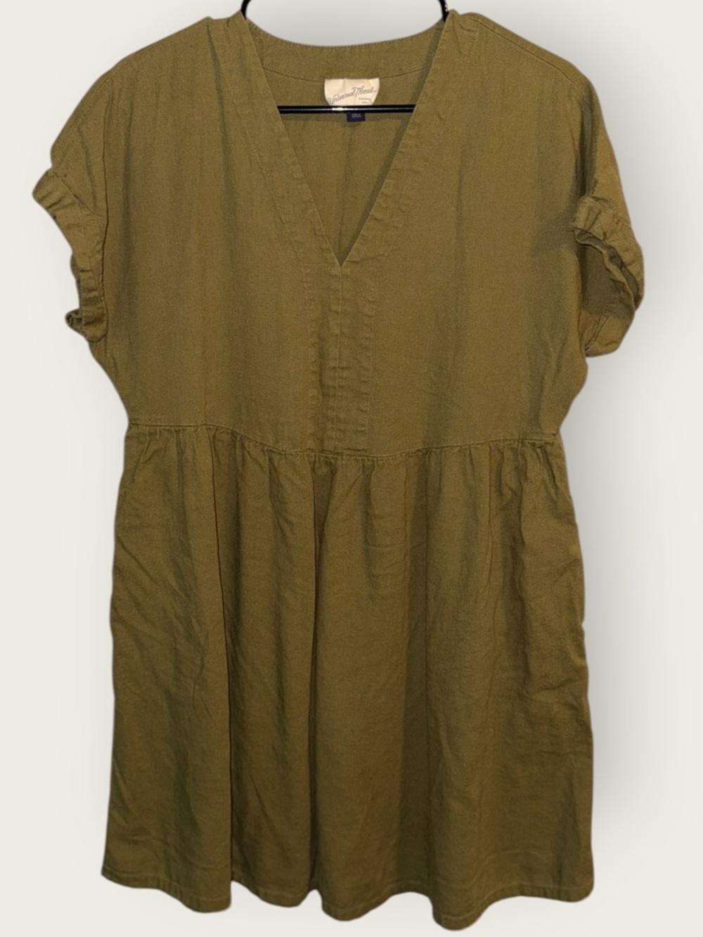 🌺Universal Thread Casual Olive Green V-Neck Mini Dress